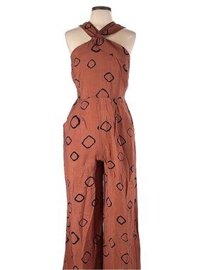Eva Franco Rust and Black Printed Halter Jumpsuit